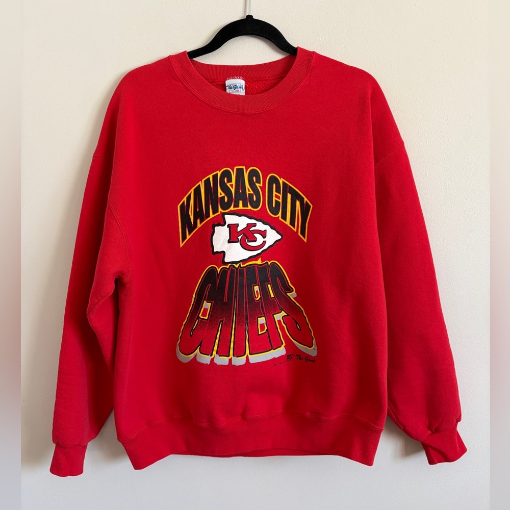 VTG Mens 90s Kansas City Chiefs Pullover Crewneck Sweatshirt Red XL Made In USA